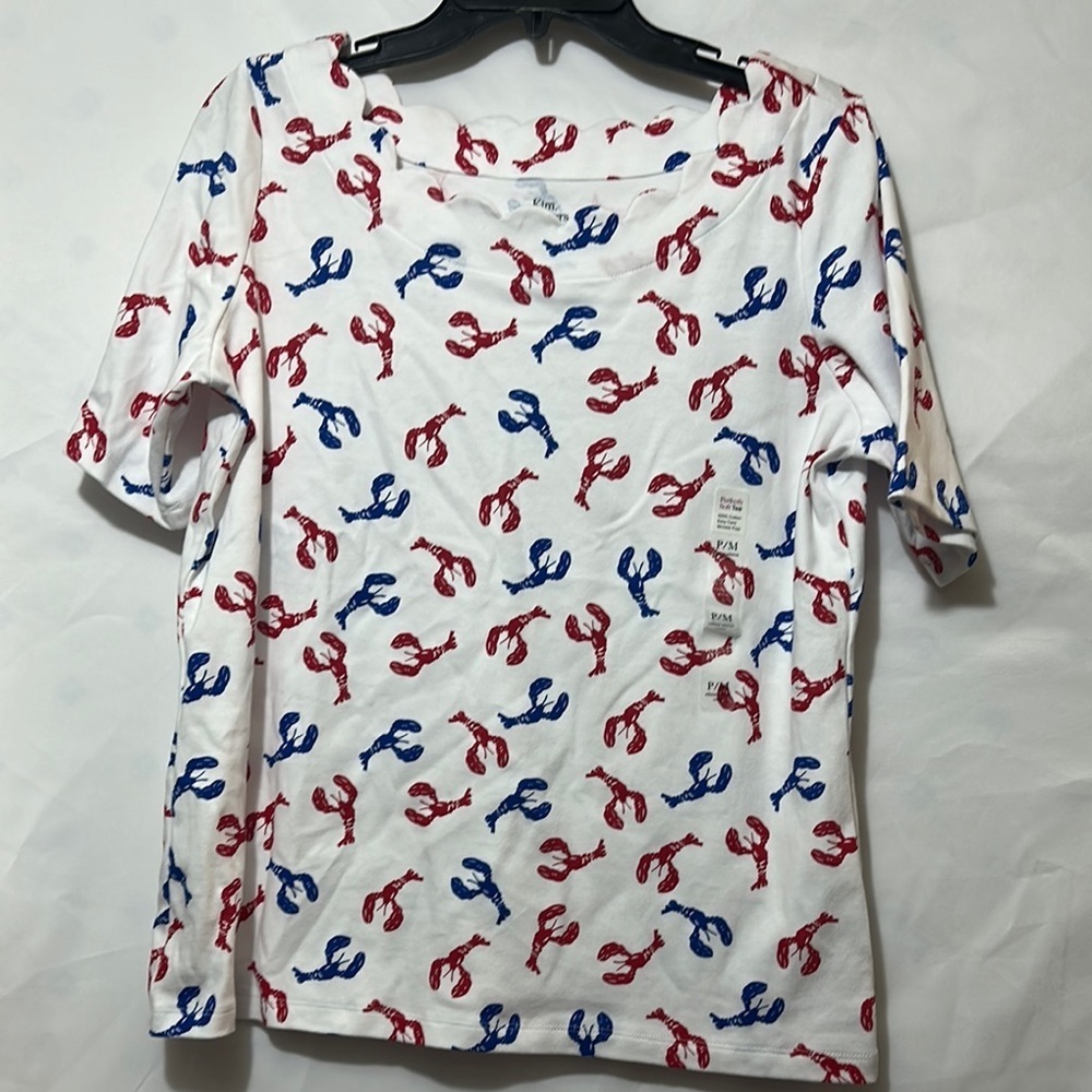 Kim Rogers Red and White Short Sleeve Tee